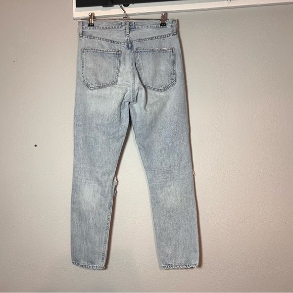 Agolde Jamie High Rise Classic Jeans Ankle Crop Size 27 Light Wash Distressed - Picture 6 of 13